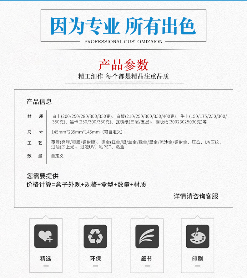 彩盒包装参数
