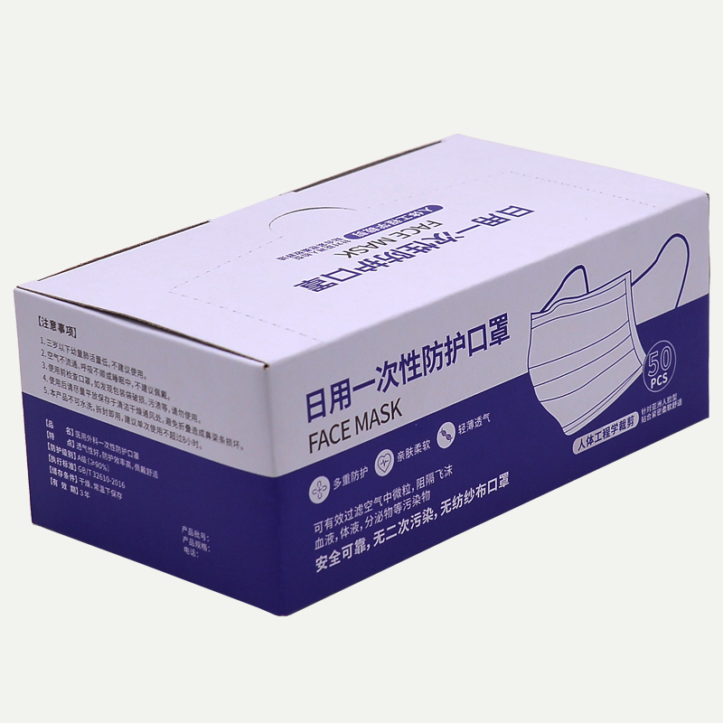 口罩包装彩盒，防护口罩包装盒