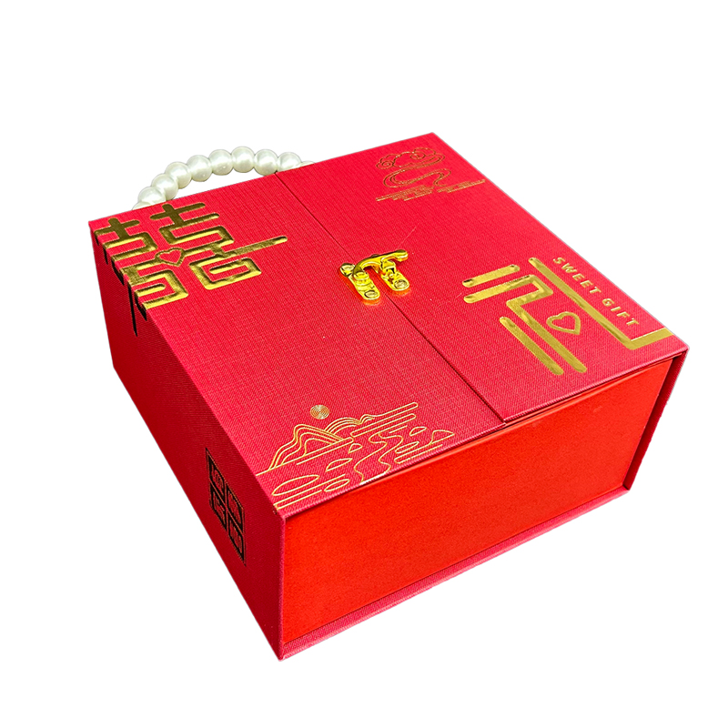 珍珠手提囍礼盒伴手回礼红色礼盒