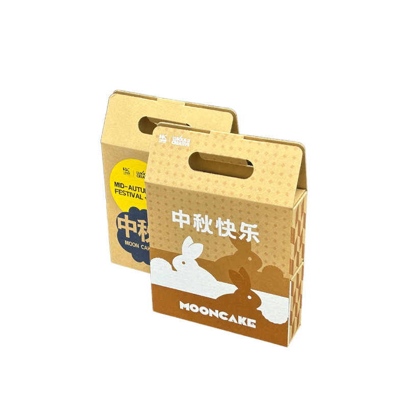 手提瓦楞纸盒彩印中秋节日月饼包装盒定制